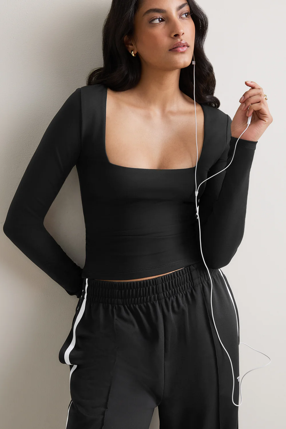 365 Square Neck Long Sleeve Top