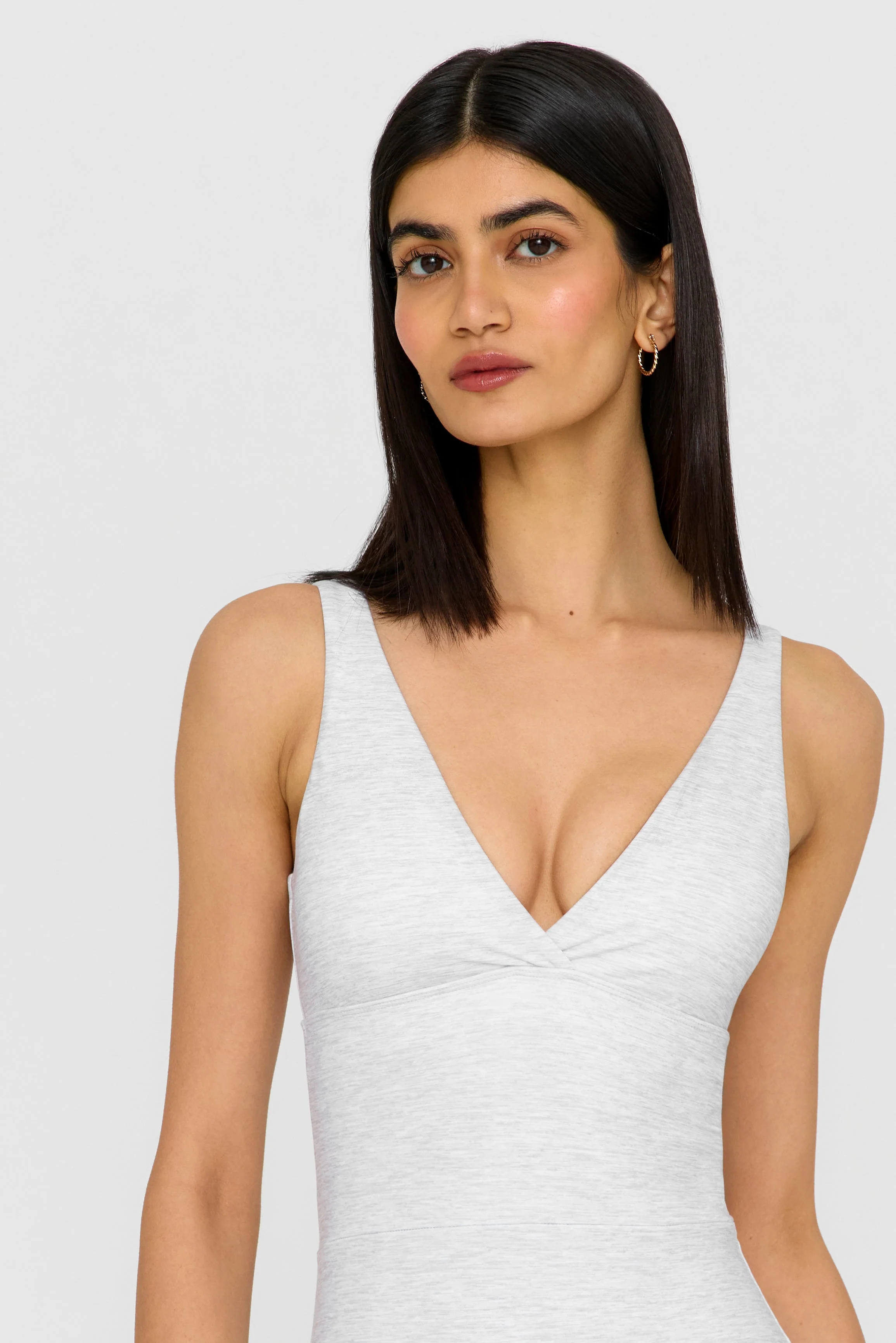 DayFlex Built-In Support V Neck Unitard - Grey Marl - Image 3