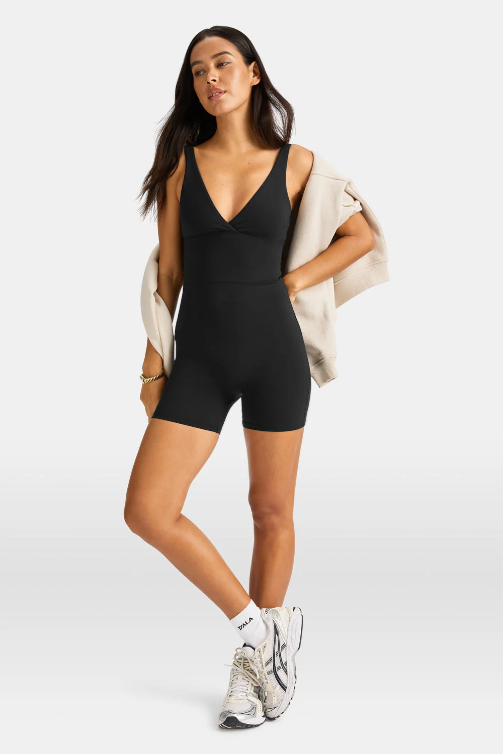 DayFlex Built-In Support V Neck Unitard - Shadow Black - Image 3