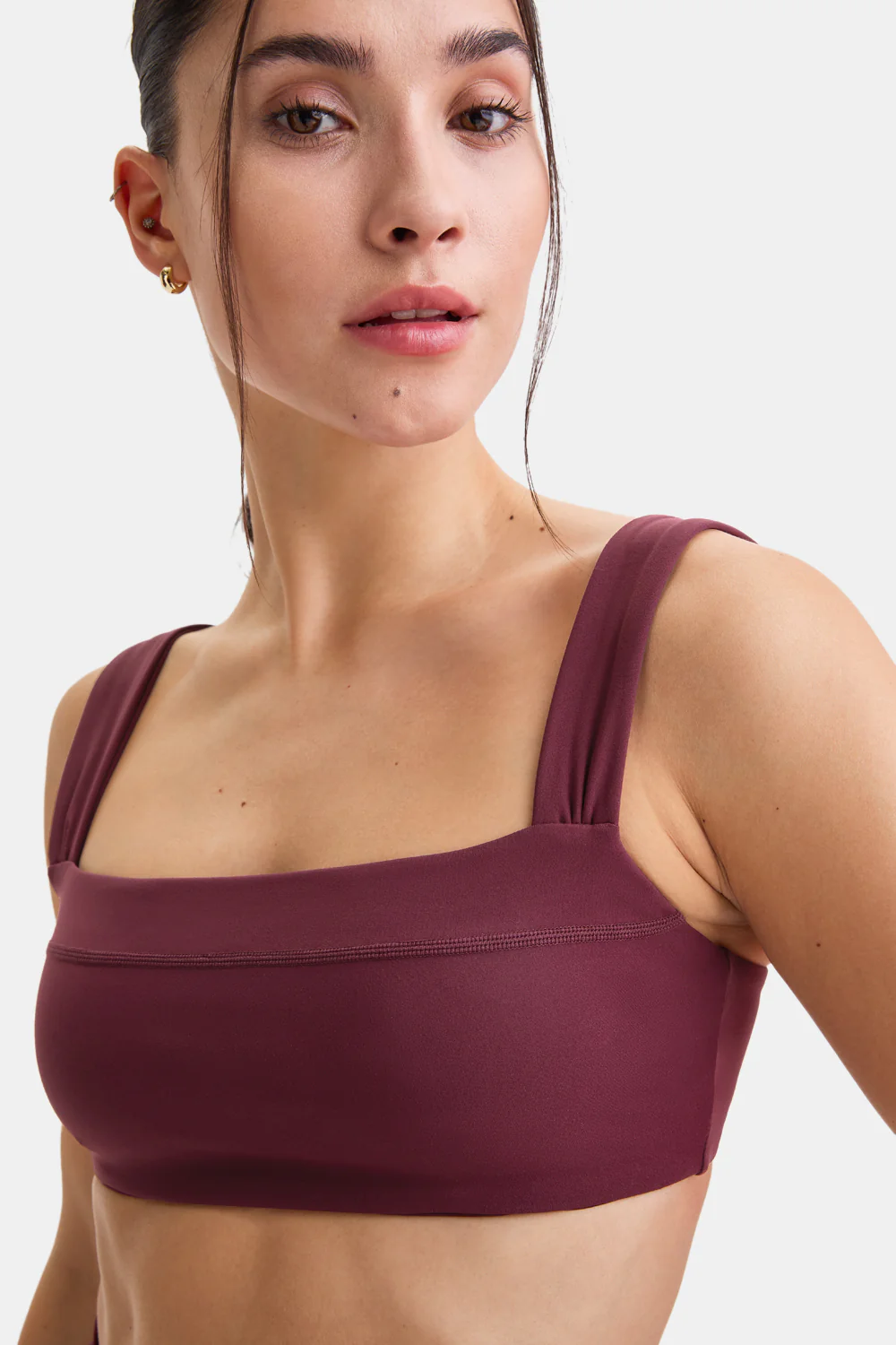 DayFlex Ruched Bandeau Sports Bra - Burgundy - Image 6