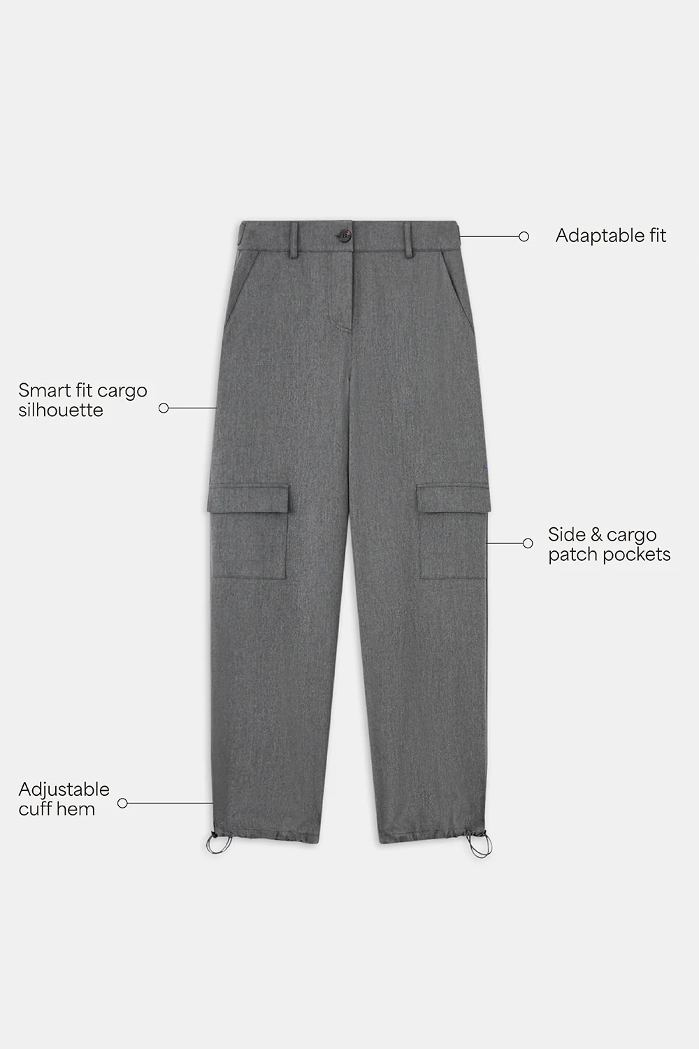 Everyday Tailoring Adjustable Multiway Cargo Trousers - Charcoal Grey Marl - Image 6
