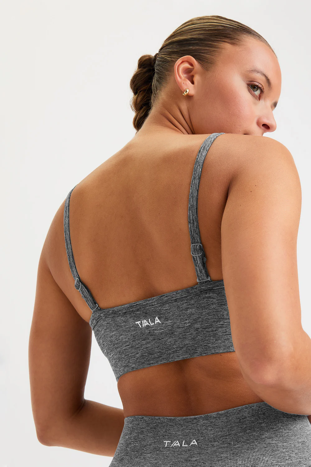 Sculpt Seamless Bandeau Sports Bra - Charcoal Marl - Image 3