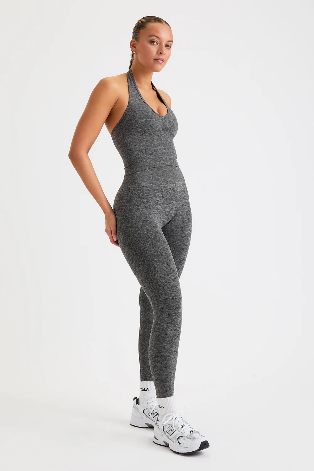 Sculpt Seamless Halter Tank - Charcoal Marl - Image 4