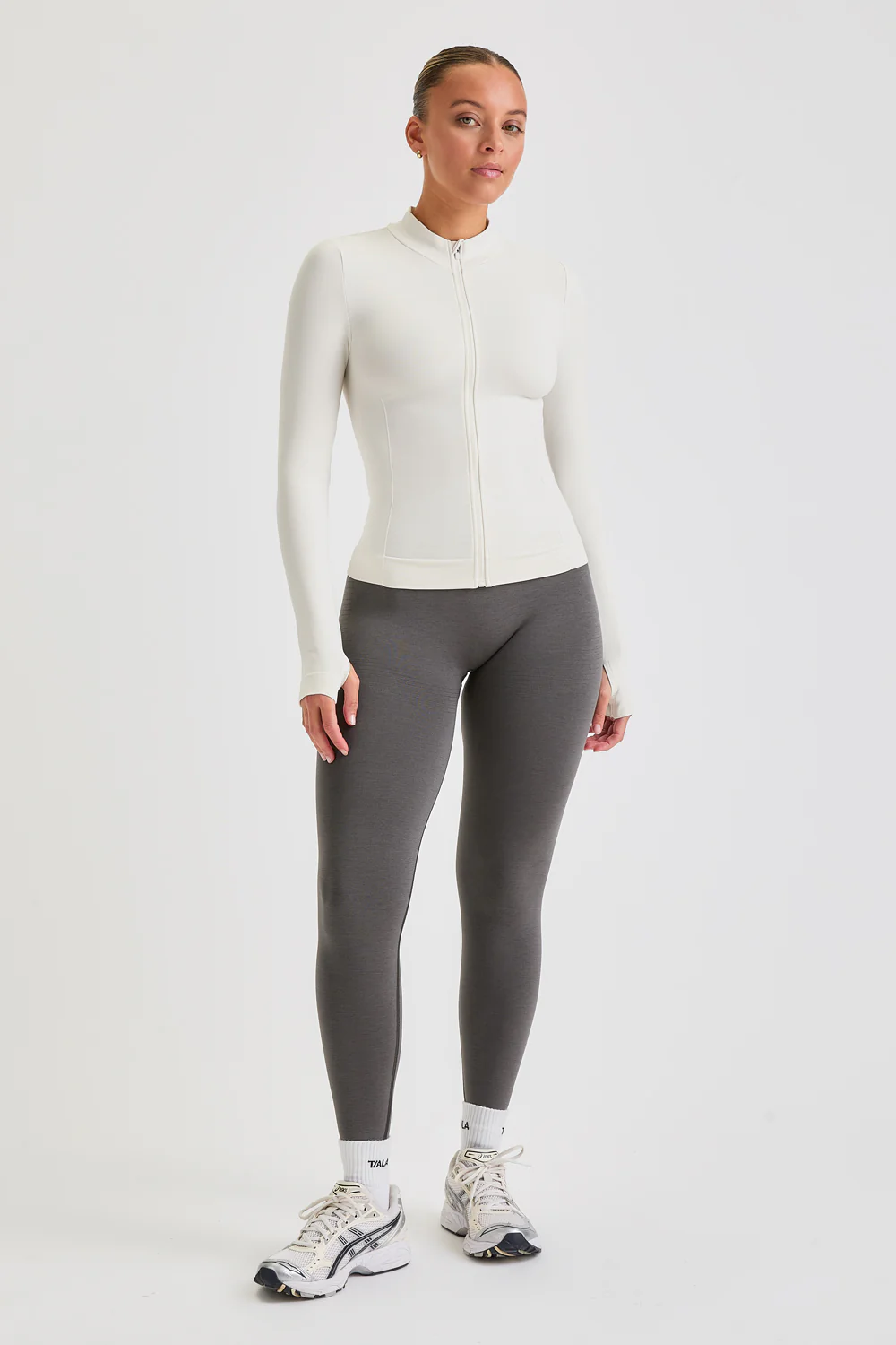 Sculpt Seamless Longline Jacket - Milk Marl - Image 3