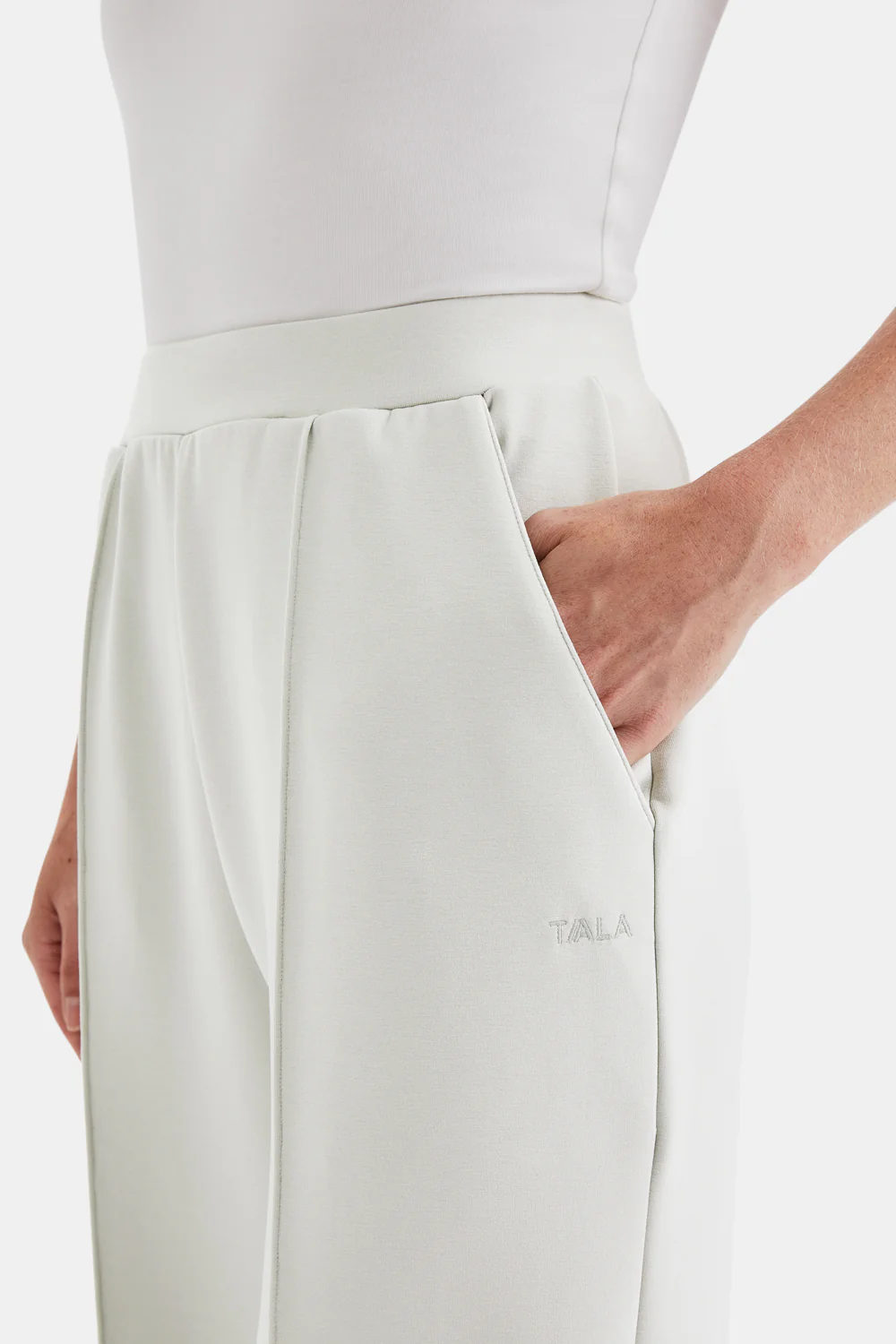 SoftSmart Wide Leg Jogger - Ecru - Image 3