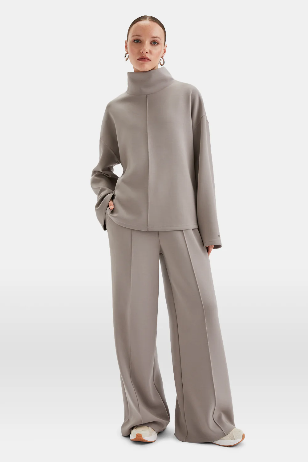 SoftSmart Funnel Neck Sweatshirt - Pebble - Image 3