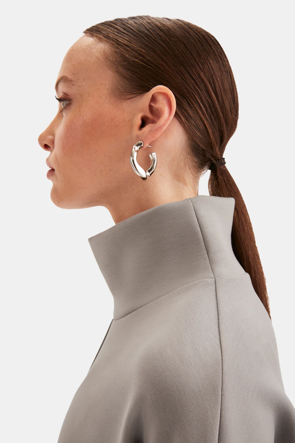 SoftSmart Funnel Neck Sweatshirt - Pebble - Image 5