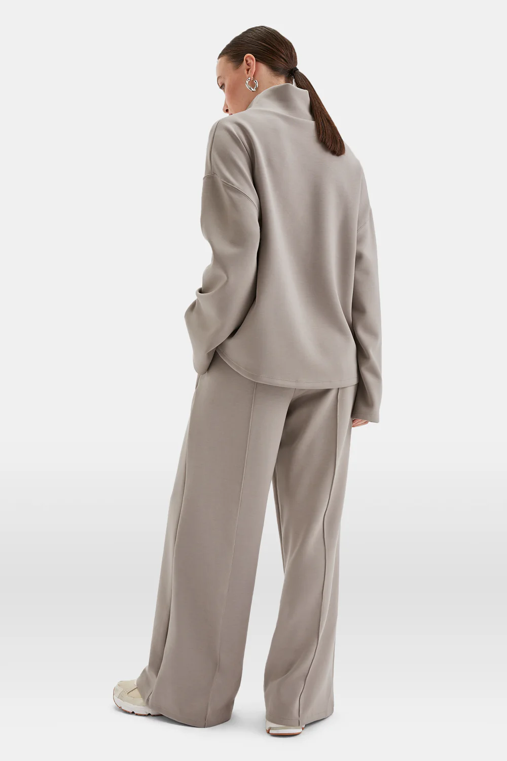 SoftSmart Funnel Neck Sweatshirt - Pebble - Image 6